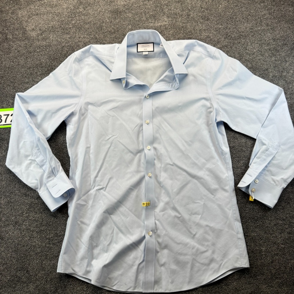 Charles Tyrwhitt Dress Shirt Mens 16 Blue Slim Fit Non-Iron Formal Button Up